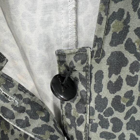 MARISSA WEBB Mera Leopard Print Denim Dress Womens Small Olive Green Belted - Picture 15 of 16